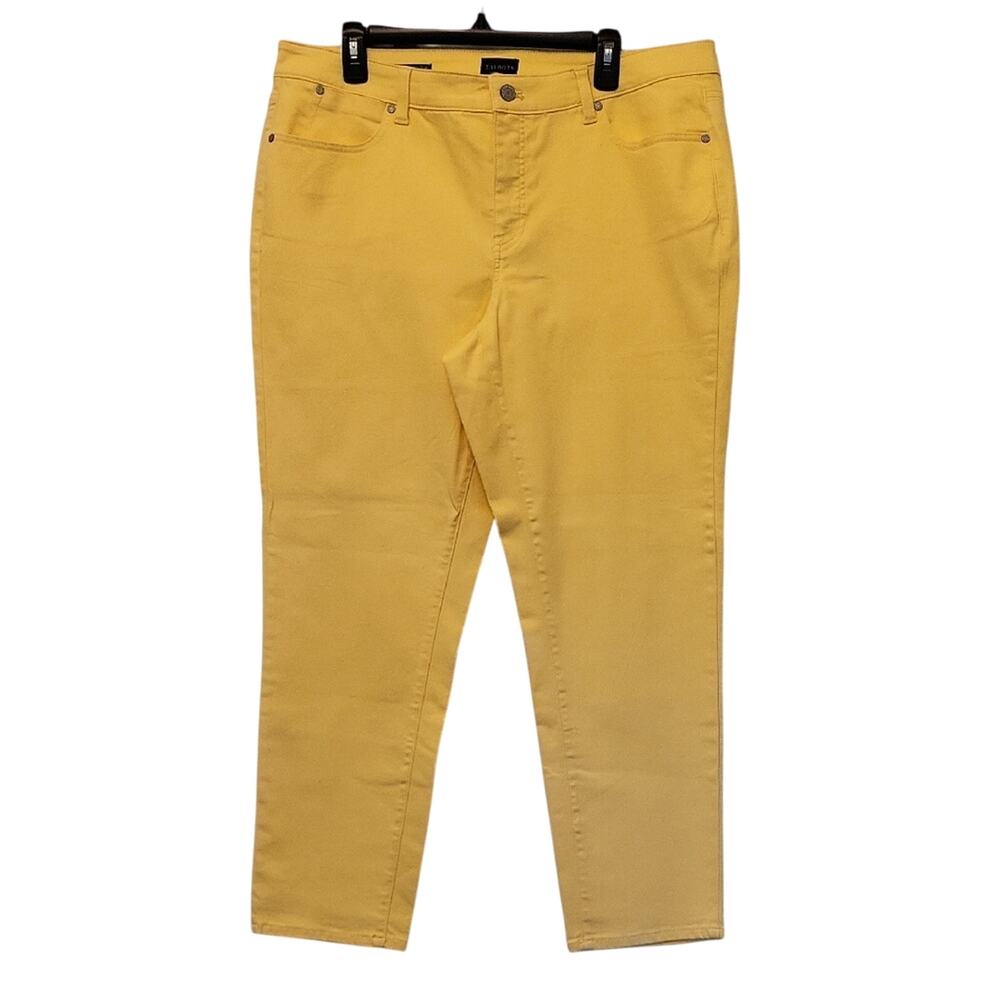 Talbots Women's Size 16W Sunny Yellow Denim Slim Ankle Jeans  EUC